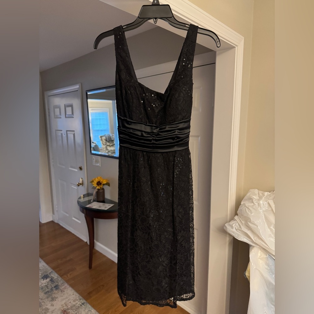 MARINA Black Lace and Sequin Dress